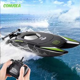 2.4G Radio RC Boat 30 kmh Racing Boat High Speed Speedboat 20mins Battery 2 Ch Dual Motor Waterproof Remote Control Ship Toy Boy 240430