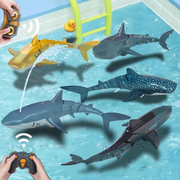 2.4G Radio télécommande requin bain d'eau jouets enfants garçons enfants piscine électrique Rc poissons animaux bateaux sous-marins baleine 231229