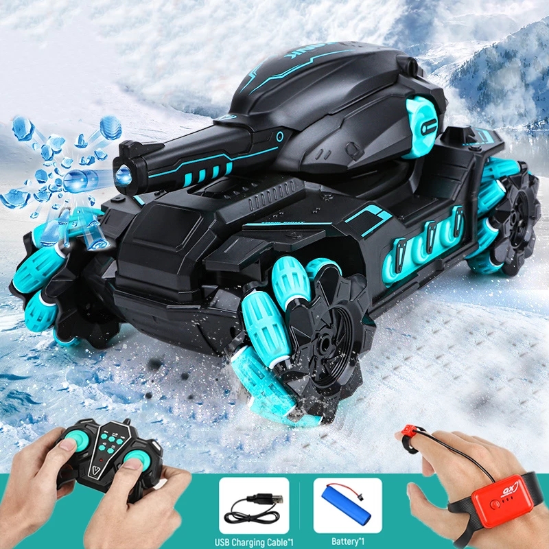 2.4g RC Car Toy 4WD Water Bomb Tank Leksaker Fotografering Konkurrensbeklädnad Gestyrd Tank Fjärrkontroll Drift Bilar Kids Boy Gift