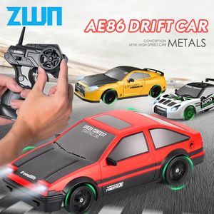 2.4G RC voiture avec lumières LED 4WD télécommande voiture de dérive jouet de course professionnel GTR modèle AE86 cadeau de Noël pour enfants 240221