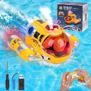 2.4G RC Spray Boat High Speed Power Waterdichte zwembad Badgames Elektrische RC Spuit Motorboot Water Toys For Kids Gifts 240319
