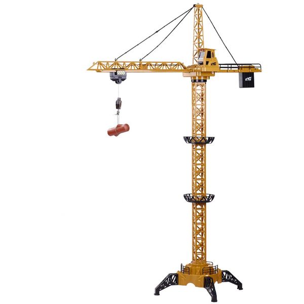 Grúa torre RC de 2,4G, 6 canales, 128CM, 680 °, modelo de elevación de rotación, grúa de construcción con Control remoto con sonido ligero para niños, juguete para regalo