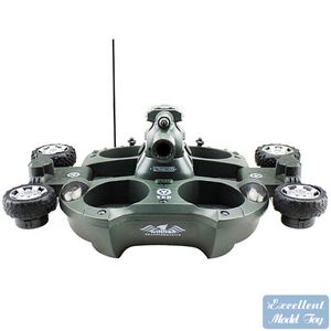 Juguete de tanque de control remoto 2.4G, 2 en uno, modo dual agua-tierra, agua pulverizada, rotación de 360 ﾰ, 12 KM/H, luces LED, regalos de Navidad para niños, USEU