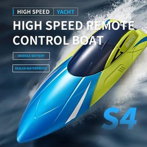 2.4G Barco de control remoto Motor de doble timón Impermeable ABS Lancha rápida de alta velocidad S4 Boy Juguete Control remoto Lancha rápida Regalo 240307