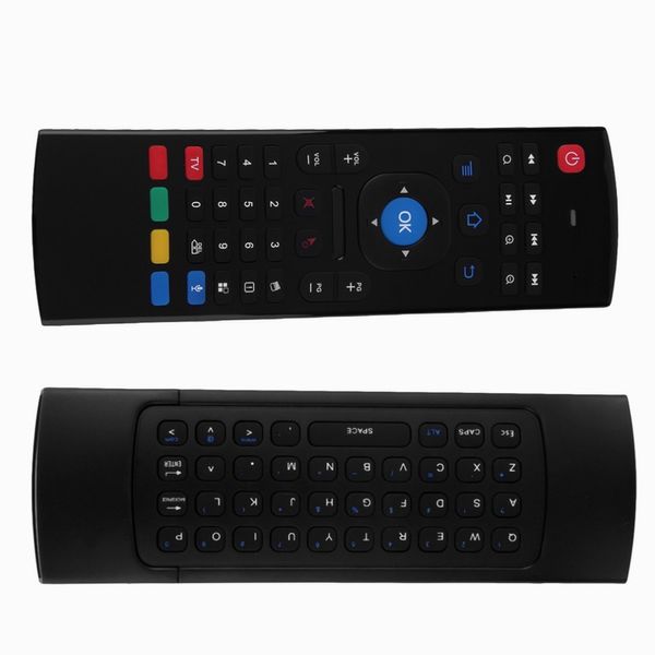 Freeshipping 2.4G Control remoto inteligente Air Mouse Teclado inalámbrico 38 teclas para MX3 Android Mini PC TV Box Control remoto para computadora portátil Negro