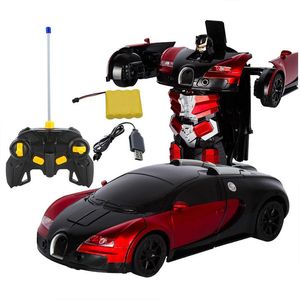 2,4G que transforma Bugatti inducción deformación RC Control remoto deformación coche en luz Robot eléctrico mini rc coche de juguete