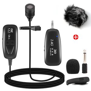 FreeShipping 2.4G Microphone Lavalier sans fil Collier de revers Micro à clipser pour amplificateur vocal Microphones d'enregistrement de caméra Smartphone