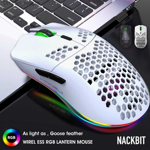 2.4G souris sans fil RGB lumière nid d'abeille souris de jeu rechargeable ordinateur de bureau ordinateurs portables souris pour ordinateur portable Mause Gamer Q230825