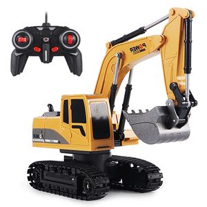 2.4Ghz 1:24 RC Excavator Toy 6 Channel RC Engineering Car Alloy And Plastic Excavator 6CH And 5CH RTR For Kids Christmas Gift 211029
