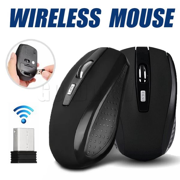 Souris optique sans fil USB 2,4 GHz Récepteur USB Souris mate Sommeil intelligent Souris de jeu à économie d'énergie pour ordinateur tablette PC ordinateur portable de bureau avec boîte blanche