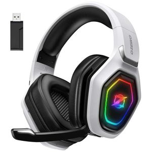 Casque de jeu sans fil 2,4 GHz avec microphone rabattable pour PC, PS5, PS4