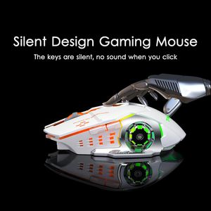 Souris optique de jeu sans fil 2.4GHz, silencieuse, ergonomique, Rechargeable, 6 touches, 2400 DPI, LED RGB, pour ordinateur ps4 Pro Gamer