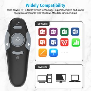 Présentateur sans fil 2,4 GHz avec stylo pointeur laser rouge Télécommande USB RF PPT Présentation Powerpoint Page Up/Down avec emballage de sacs