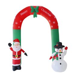 Arco inflable de Navidad de 2,4 m de altura, arco de yardas de dibujos animados en 3D con muñeco de nieve de Papá Noel para regalo de fiesta de Año Nuevo de Navidad