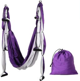 2.5 * 1.5m Aerial Yoga Swing Ultra Sterke Anti-Gravity Yoga Hammock / Sling / Inversion Tool Plafond Opknoping + Verlengbanden Q0219