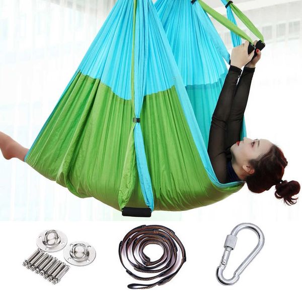 2.5*1.5m Anti-Gravité Yoga Hamac Volant Balançoire Dispositif De Traction Aérienne Yoga Hamac Ensemble Gym À Domicile Suspendu Ceinture Balançoire Trapèze Q0219