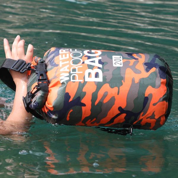 2/5/10 / 15L Camouflage extérieur Rafting Portable Rafting Sac de sac sec PVC Sacs de natation revêtus pour la rivière