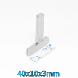 2/5/10/20/30/50 stcs 40x10x3mm Blok krachtige sterke magnetische magnetische magnetjes 40*10*3 Quadrate Permanente NDFEB -magneet met 3M -tape 40x10x3