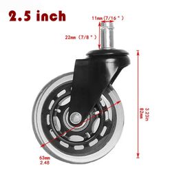 2,5 / 3 "PU Universal Silent Wheel Computer Executive Office Chair Heavy Furniture Industrial Activity Brake Remplacement Casters