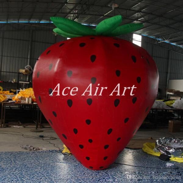 Modèle de fraise gonflable géant et vif de 2.5 m de haut, fruits gonflables à vendre et publicité agricole au sol