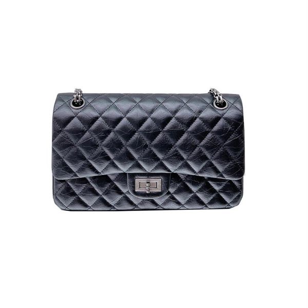 2 55 Bolsos clásicos con doble solapa de piel de cordero Francia Diseñador para mujer Oro envejecido Cadena de plata Turn Loack Crossbody Hombro Bolsos de lujo227C