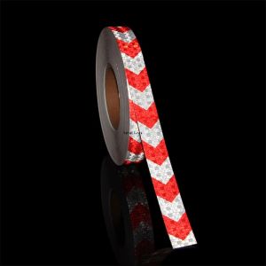 2,5 cm*10m zelfklevende fietsreflecterende tapes waarschuwingsstickers waterdichte wegveiligheid wit-rode pijltjesreflectoren MTB-film voor auto's
