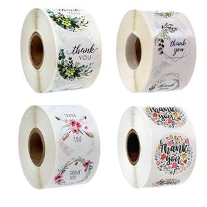 1Inch 500 stks Dank u Bloem Print Label Stickers DIY Gift Decoratie Cake Baking Bak Pakket Envelop Verjaardag Party Decor