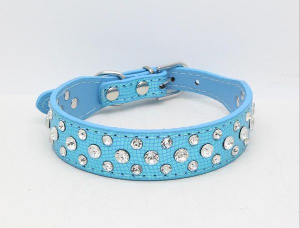 Colliers en cuir PU pour animaux de compagnie, 2.5cm de large, strass scintillants, diamant, chat, chien, sangle pour animaux de compagnie, 5 couleurs, G990