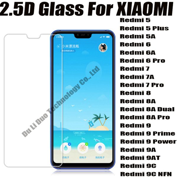 Protecteur d'écran de téléphone en verre trempé 2.5D 0.33mm, pour XIAOMI REDMI RED MI 5 Plus 5A 6 6A Pro 7 7A 8 8A DUAL 9 9A 9C PRIME POWER