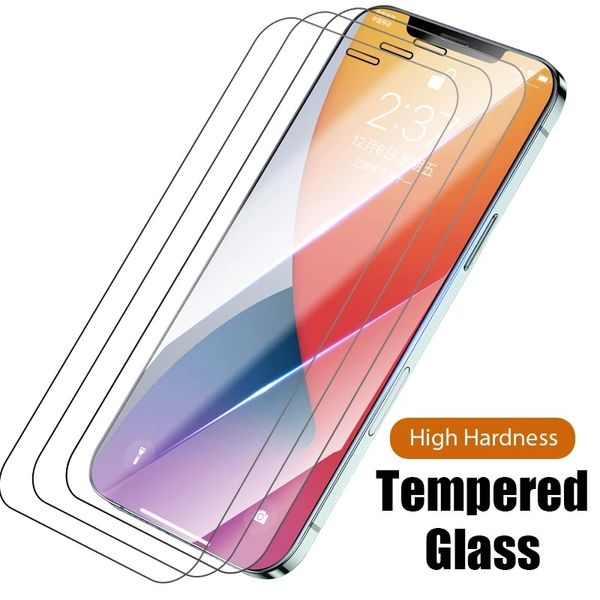 2.5D 0.3mm Protector de pantalla de vidrio templado Teléfono celular Ultra Clear 9H Dureza Película para Iphone 15 14 plus x xr xs 11 12 13 mini pro max samsung lg teléfono android