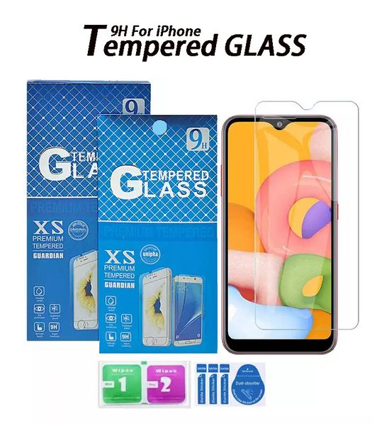 Protecteur d'écran 2.5D 9H pour Samsung A22 A32 A42 A52 A72 4G 5G S21 S22 Plus Film en verre trempé iPhone 14 Pro Max avec emballage de vente au détail