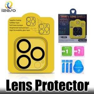 Protector de lente de cubierta completa para iPhone 14 13 12 Película protectora de cámara con vidrio templado de círculo de flash con paquete minorista izeso
