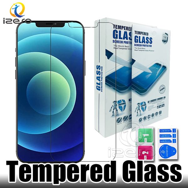 Protectores de pantalla de vidrio templado 9H para iPhone 14 13 12 11 Pro Max XR XS 8 Plus 2.5D Película protectora frontal transparente ultrafina izeso
