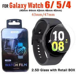 Protector de pantalla de vidrio templado transparente 2.5D para Samsung Galaxy Watch 6 4 5 PRO 40 44 41 46 45MM WATCH6 WATCH4 WATCH5 WATCH5PRO VIDRIO CON PAQUETE AL POR MENOR