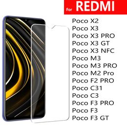 Protector de pantalla de teléfono de vidrio templado 2.5D para XIAOMI REDMI POCO X2 X3 PRO GT NFC M3 M2 F2 C3 C31 F3 PRO