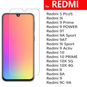 Protector de pantalla de teléfono de vidrio templado 2.5D para XIAOMI REDMI 5 Plus 9i Prime Power 9T 9A Sport Activ 10 10x 4g 5g 8 8a 9 9c