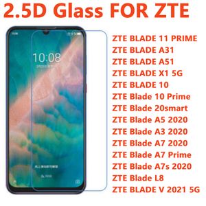 2.5D gehard glasbeschermer voor ZTE-blad 11 Prime A31 A51 X1 5G 10 10-PRIME 20 SMART A5 A3 A7 A7-PRIME A7S 2020 Blade V 2021 Telefoonschermbeschermers