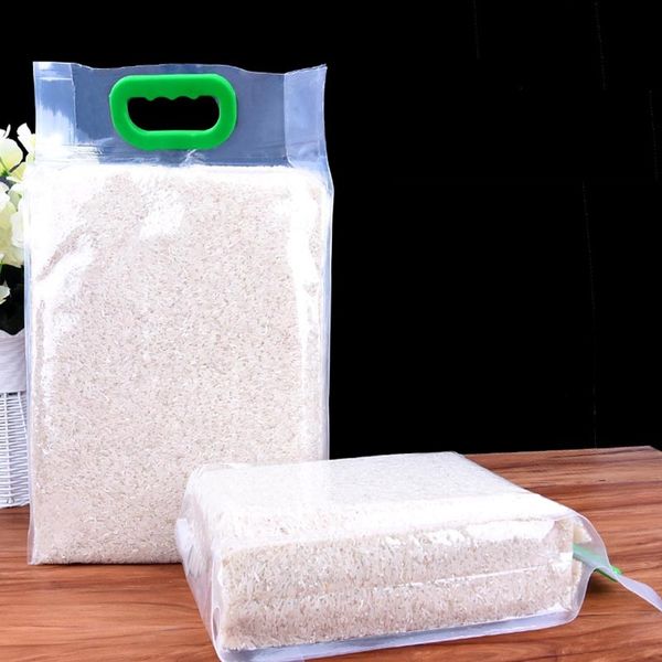 2.5 KG 5 KG sacs d'emballage de grains de riz en plastique Transparent sac sous vide de qualité alimentaire grande poche organiseur de poche de rangement de cuisine