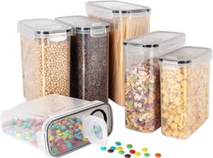 2.5L / 4L Alimentos herméticos de almacenamiento de alimentos Tanque de alta capacidad Caja de cereales domésticos con tapas de bloqueo negro Herramienta de cocina sellada