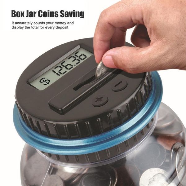 2.5L Grand Piggy Bank Counter Money Coin Box pour Kid Electronic Digital LCD Money Saving Jar Storage Comptage USD EURO GBP Money LJ201212