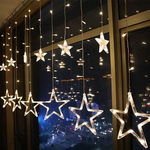 2.5M 138 LED Outdoor Star String Lights Fairy Christmas Garland Led Gordijn Home Party Decor Star Fairy Light For Wedding 201203
