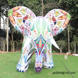 2.5m-5m Colorful Giant Inflatable Elephant With Led Lights Inflatable Animal Mascot Toys For Outdoor Circus Party Decoration