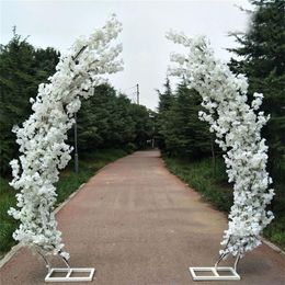 2 5m kunstmatige kersen bloesem boog deur weg lood maan boog bloem kers bogen plank vierkant decor voor feest bruiloft achtergrond2830