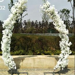 2 5M artificielle fleur de cerisier arc porte route plomb lune arc fleur cerisier arches étagère carré décor pour fête mariage toile de fond 250l