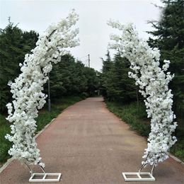 2 5M artificielle fleur de cerisier arc porte route plomb lune arc fleur cerise arches étagère carré décor pour fête mariage toile de fond329x
