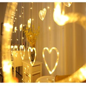 2.5m Led Icicle String Lights Christmas Fairy Light Garland Home Garden Flick Heart LED voor Wedding Party Gordijn Decoratie 201201
