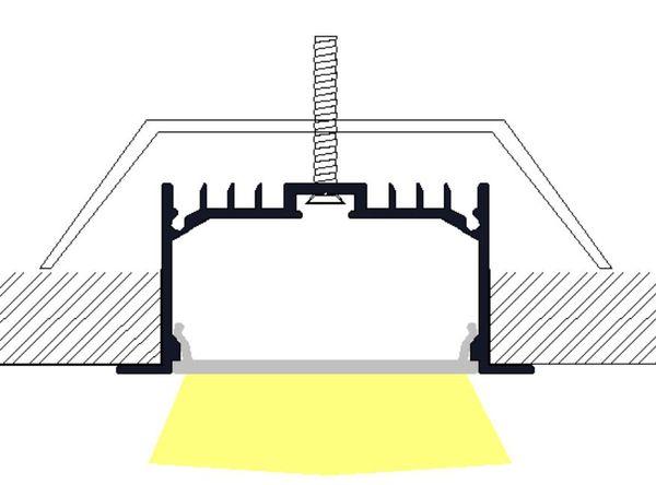 Extrusión de canal de aluminio de montaje empotrado envío gratis para tiras de luces LED flexibles/duras con cubierta blanca ostra, tapas finales, clips de montaje