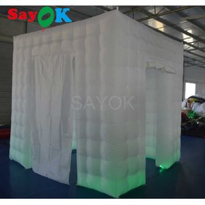 2.5 m Draagbare LED Opblaasbare Photo Booth Behuizing Witte Kubus Photo Booth Tent met Verlichting/Photo Booth Achtergrond voor Party