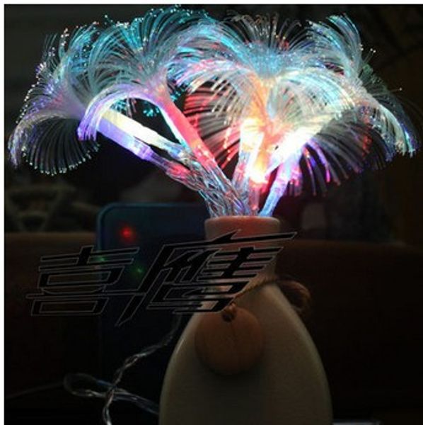 Spedizione gratuita2.5M10LED Morning Glory Fibra ottica Batteria LED String Strip Night Light Lamp Party Holiday NATALE MATRIMONIO Tenda LED Light