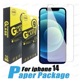 Protector de pantalla de 2,5 mm Dureza 9H para iPhone 15 14 13 12 mini 11 Pro Xs Max X XR 7 8 más Samsung A52 A72 Vidrio templado antiarañazos con paquete de papel minorista